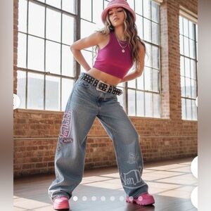 Von Dutch Wide Leg Blue Jeans